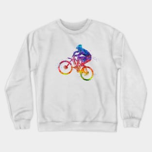 Boy Mountain Bike Cycling Watercolor Sport Crewneck Sweatshirt